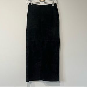 Vintage Black Suede Full Length Skirt by Danier, size 4